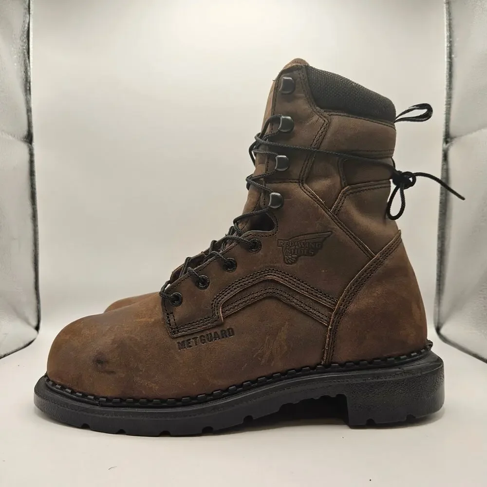 RED WING MEN'S 8.5D 415 DYNAFORCE 6 IN WP SOFT TOE WORK BOOTS BROWN NWOB